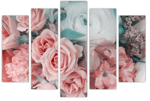 AREDE Lot de 5 Affiches murales Multi Panneaux Roses Roses | 120 x 80 cm | Tableau Art Décoration Murale pour la Maison, le Bureau, le Salon, la Chambre à coucher - Prête à être accrochée