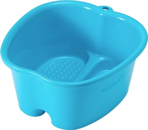 BUDDLEY Fußbad - Fußwanne aus Kunststoff - Perfekt für Massagen, Pediküre und Entspannung - Perfekt für Zuhause (Blau) (Einfach, Blau)