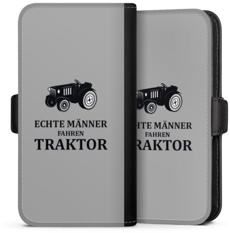 DeinDesign Flip Case kompatibel mit Samsung Galaxy S24 Handyhülle aus Kunst Leder schwarz Klapphülle Traktor lustig Landwirtschaft