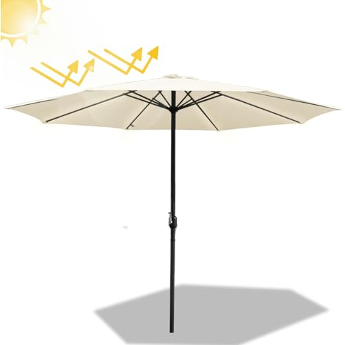 Daromigo Parasol de 350 cm avec manivelle - Parasol de jardin déporté - Protection solaire UV 50+ - Parasol à manivelle imperméable pour jardin, terrasse, balcon, sans support, beige, Ø 350 cm