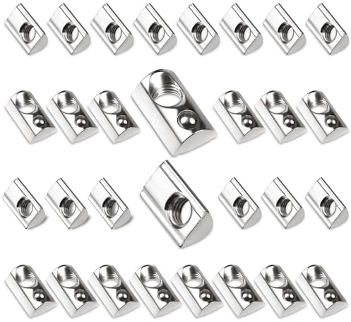 30 Stk Nutensteine M4 mit Kugel Nut 6 T Nutsteine Schrauben Set 20-Serie mit Zentrierung Steg M4 Aluprofil 20x20 Kohlenstoffstahl Gleitmutter mit Federkugel für Alu C Profil 3D Drucker CNC Europanorm