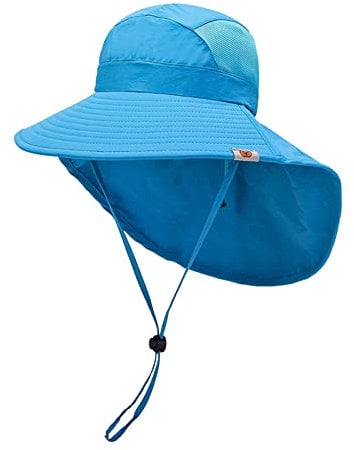 Sonnenhut Kinder Nackenschutz Sommer Mädchen Sonnenhut Baby UV Schutz 50 Sommerhut Sonnenschutz Sonnenmütze Kleinkind Sonnenhut Jungen Lässig Fischerhut Atmungsaktiv Strandhut mit Kinnriemen