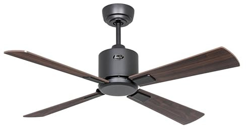 CasaFan Deckenventilator mit WLAN, 952111W ECO Neo III, 103 cm, Basaltgrauer Motor, wendbare Flügel, Kirsche und Walnuss