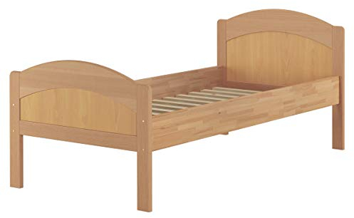 Erst-Holz Hohes Massivholzbett in Überlänge 90x220 Buche Natur Zubehör wählbar V-60.75-10-220, Ausstattung: Rollrost inkl.