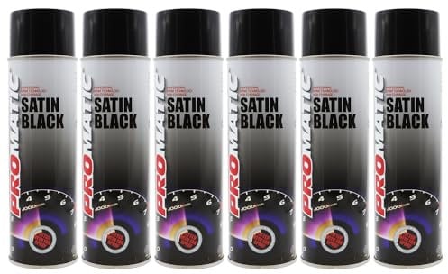 PROTOUCH 6x Promatic Satin Black Spray Paint, 500ml, Fast Drying, Weather/UV Resistant, Scratch/Impact Resistant