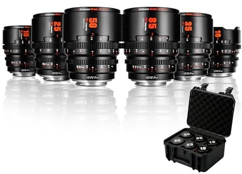 7artisans 10mm/16mm/25mm/35mm/50mm/85mm T2.1 Cine-Objektiv S35 Rahmenset Kompatibel für Makro 4/3-Mount, MFT-Mount/LUMIX GH5LL/GH5S/GH6/Z CAM/BMPCC4K/DC-BGH1(Schwarz)