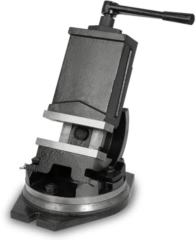 EBERTH Etau de machine rotatif et basculant en acier moulé, Max. Largeur de serrage 125mm, largeur des mors 160mm, étau pour perceuse, étau pour perceuse, basculant de 0° à 90°, pivotant à 360