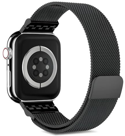 Upgraded Metal Strap Compatible with Apple Watch Straps 42mm 41mm 40mm 38mm for Women, Stainless Steel Milanese Loop, Magnetic Adjustable Replacement Band for iWatch Series 10 9 8 7 6 5 4 3 2 1 SE