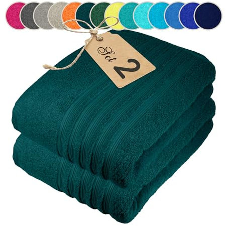 Lashuma Saunahandtuch Set 80x200 cm, London Saunatuch Herren groß, Strandtuch Grün - Opal