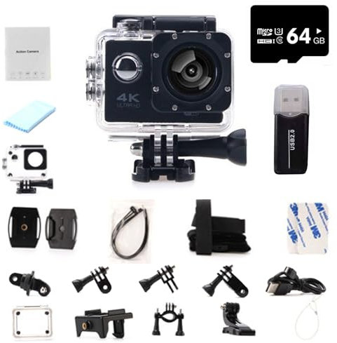 Roamix 4K Sports Action Camera, 4K WiFi Diving Sports Camera, Dv HD Waterproof Outdoor Camera (Black)