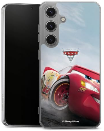 Silikon Hülle kompatibel mit Samsung Galaxy S 25 Case transparent Handyhülle Lightning McQueen 95 Offizielles Lizenzprodukt Cars