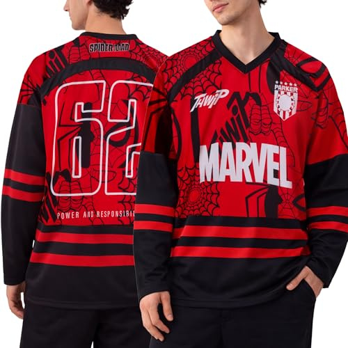 Marvel Maillot de hockey à manches longues en maille pour homme Spider-Man Punisher Mickey Mouse