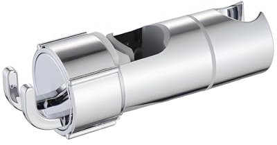 KAIYAYA Support Pommeau de Douche,Support Douchette,Fixation Reglable, Vec 2 Crochets pour Pommes Attache Pommeau Douche de 16 à 27 Mm Porte Douchette Mural en Abs Chromé Accessoire