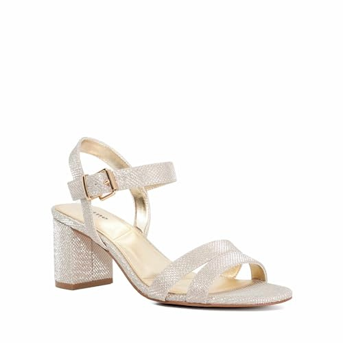 Dune London Ladies MERISA Block-Heeled Sandals Size UK 6 Gold