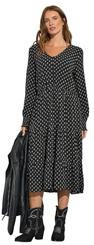 M&Co Dobby Long Sleeve Tiered Midi Dress - Women's