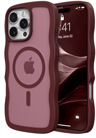 ZTOFERA Magnetic for iPhone 16 Pro Case,Wavy Frame,Wine Red