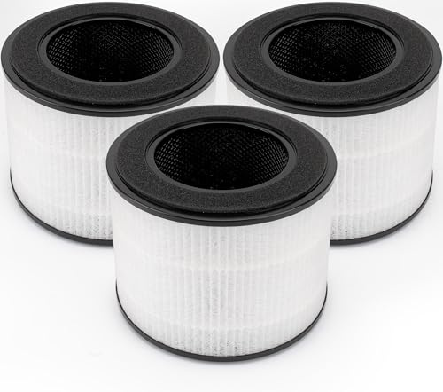 H02 Efficiency Ersatzfilter, kompatibel mit HIMOX H02 & TechCare TC-6020B Luftreinigern, 4-stufige Filtration, Aktivkohle, Air Clean, 3er-Pack