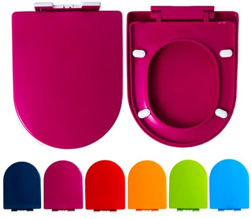 Brigtviee Abattant WC Coloré en PP, Siège de WC avec Frein de Chute, Lunette de Toilette Universel Forme D/U, Lunette WC avec Fermeture en Douceur, Installation et Nettoyage Faciles,Violet,36x44.5cm