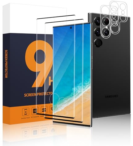 Carantee 2+2 Stück für Schutzfolie für Galaxy S22 Ultra 5G, 3D-Volle Bedeckung 9H Härte Anti-Kratzen Hohe Klarheit Hohe Auflösung Sensitive Touch für S22 Ultra Folie