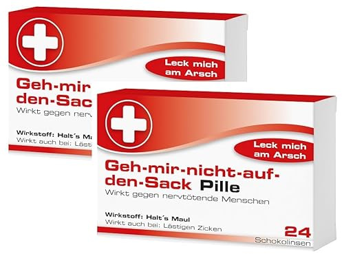 Lustige Pillen Geh mir nicht auf den Sack Pille 2er Set, als Geburtstagsgeschenk für Nervensägen Spaß, Anti Stress, gute Laune, witzige Geschenkidee für Mann und Frau