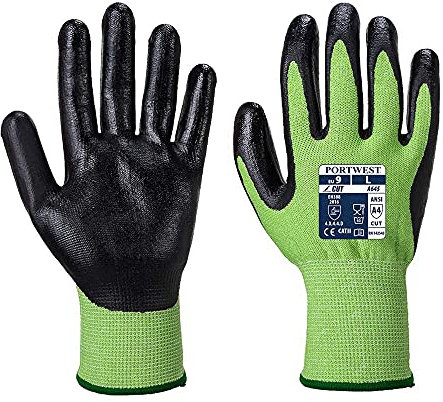 Portwest A645 Cut Resistant Green Cut - Nitrile Foam Green/Black, Small
