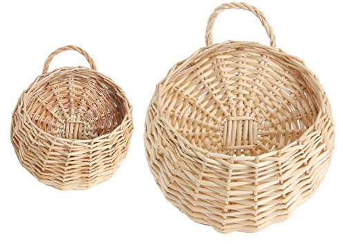 Vorcool Lot de 2 paniers suspendus pour pot de fleurs en osier de couleur naturelle