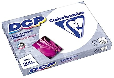 Clairefontaine 1807C - Karton mit 4 Ries Druckerpapier / Kopierpapier DCP, extraweiß, DIN A4, 200g, 250 Blatt x 4, Weiß, 1 Karton