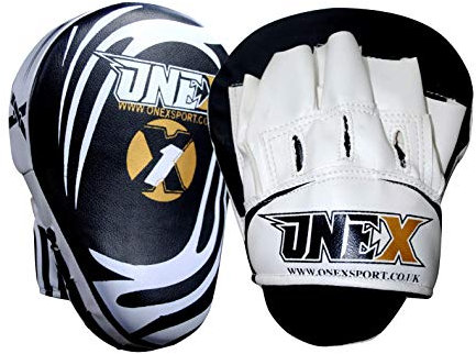 Boxing Pads Curved Focus Mitts, Maya Hide Leather KARA Hook and jab Training Pads, Adjustable Strap Ventilated, MMA Muay Thai Kickboxing Coaching Martial Arts Punching Hand Target Strike Shield