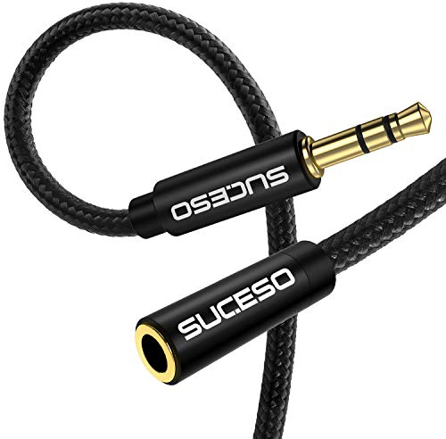 SUCESO Cable Alargador Jack 3.5mm Macho a Hembra, Cable Extensión Audio Jack 3.5 mm Cable Audio Alargador Extensión Audio Estéreo para Auricular, Altavoz, Switch,PS4,Xbox,TV, Phone,Pad, MP3, Laptop-3M