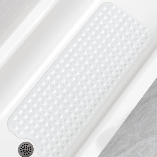 Yolife Bath Mat Shower Tub Mat Extra Long Non-slip Environmental TPR Rubber Machine Washable Bathtub Mat with Suction Cup (100CM*40CM)