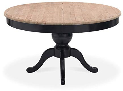 Table Ronde Extensible en Bois Massif SIDONIE Noir