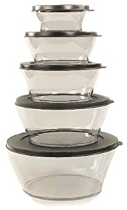 Tupperware Clear Collection 2,4L+1,3L+990ml+610ml + 290ml Nero