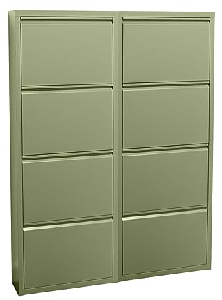 ebuy24 Pisa Schuhschrank mit Klappen/Türen in Metall grün (100x140x16 cm)