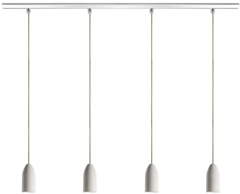 Buchenbusch urban design Pendelleuchte 4 flammig light edition, Textilkabel Gold, Hängelampe Esstisch aus Beton
