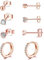 GULICX 925 Sterling Silber Ohrstecker & Creolen Set - 4 Paare Rose Gold Klein Schlafen Ohrringe für Damen, 3mm Ohrstecker & 12mm Creolen