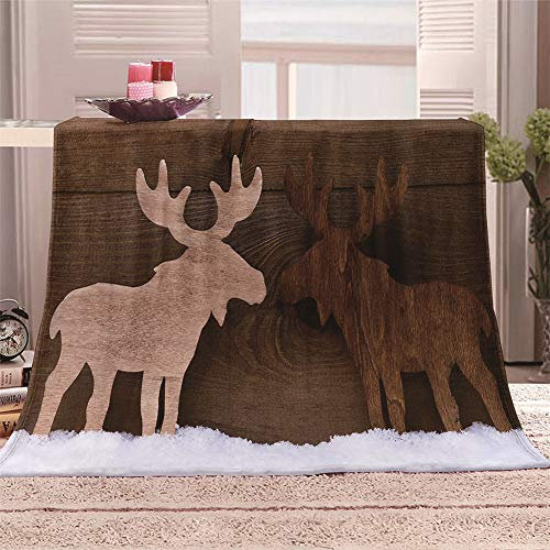 Chickw1 Flanelldecke Kuscheldecke, 3D Elch Wapiti Drucken Wohndecke Weiche Warm Decke Flauschige TV-Decke Mikrofaserdecke Sofadecke oder Bettüberwurf Tagesdecke (Elch 3,150x180cm)