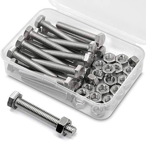M6 x 30mm Bullone Esagonale Bulloni e Dadi in Acciaio Inossidabile 304 Set,Viti a Macchina (Bullone 30pz, Dadi 30pz)