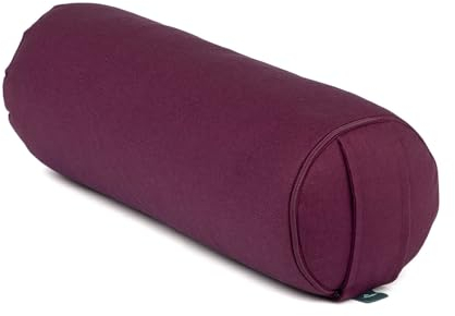 Bodhi Yoga Mini Bolster ECO | Ø 14 cm | 100% Bio-Baumwolle | Nackenrolle mit Buchweizenschalen | Yogabolster mit abnehmbarem und waschbarem Bezug | Yogarolle für Meditation | aubergine