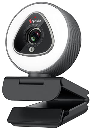 Angetube Streaming Webcam con anello Light-1080P Autofocus Computer Camera con Microfono Luminosità Regolabile, Zoom Digitale, USB PC Web Camera per MAC/PC/Laptop/Deaktop