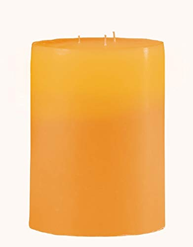 Stumpenkerzen 3-Docht Kerze Gelb/Orange 20 x Ø 15 cm, Mehrdochtkerze, durchgefärbt