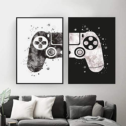 GLASA Spielkonsolen-Poster, schwarz-weiß, Controller, Leinwand, Gemälde, Jungen, Geschenk, Drucke, abstraktes Gamepad, Wandbild, Kinderzimmer, Dekoration, 50 x 70 cm, 2 rahmenlos