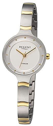 Regent Damen Armbanduhr aus Titan in der Farbe Silber-Gold 26mm, Wasserdichtigkeit: 3Bar, 12290500