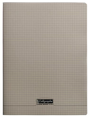 Calligraphe 18386C Un Lot de 10 Cahiers Agrafés Gris (une Marque de Clairefontaine) - 24x32 cm - 96 Pages Petits Carreaux - Papier Blanc 90 g - Couverture Polypro Transparent