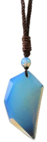 sdfwe Edelstein Kette,Natürlicher Edelstein Quarz Angel Wings Opal Anhänger Halskette Mit Verstellbarer Seilkette für Damen Herren Modeschmuck