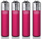 Original Clipper Feuerzeuge Einfarbig 4er Set (z.B. Soft Touch, Crystal, Metalic, solid Fluro) + 1 Clipper DHOBIA Feuerzeug GRATIS (Solid Fluroesc. Pink)
