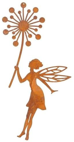 Edelrost Elfe mit Pusteblume zur Auswahl Hänger/Stecker (Hänger Elfe stehend mit Pusteblume)