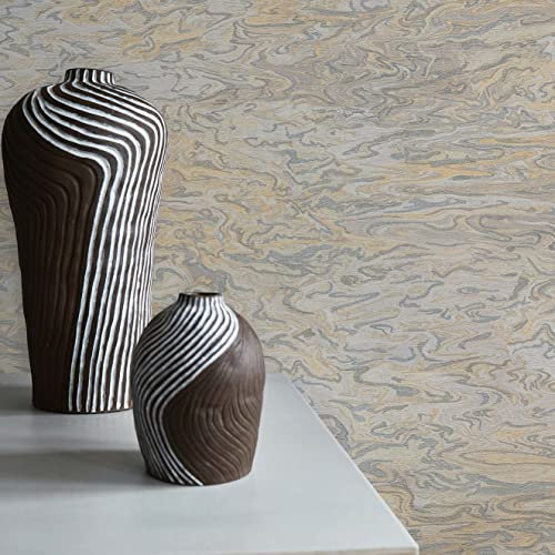 TADESSI WTD 1798 Lio M1-No.1798 Papier peint intissé Motif vagues Orange clair/beige