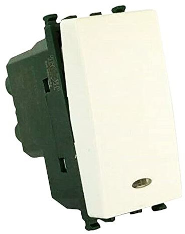 Vetrineinrete® Kit di 3 interruttore unipolare illuminabile con spia luminosa compatibile con vimar plana pulsante luce 16ax 250vac (Bianco)