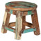 Biscottini Low Wood Stool 26x30x26cm | Rustic Plant Stand & Bathroom Stool | Recycled Wood Bench | Natural Finish
