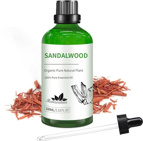 Huile de Santal Mumianhua Huile Essentielle de Bois de Santal Thérapeutique Huile de Aromathérapie Bois de Santal pour Peau, Cheveux, Diffuseur, Bougies, Savon 100 ml Bouteille Brune